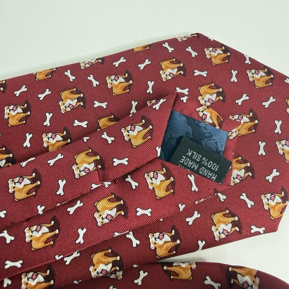 NWOT Alynn Men's Silk Necktie Looking‎ Fetching Dog Red 3 1/4